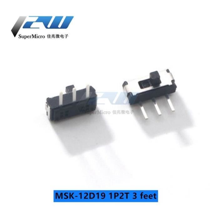 KINTRADE MSK-12D19 G2 – 25 Pezzi Di Interruttori A Scorrimento SPDT Orizzontali 3 Pin Per PCB – 1P2T