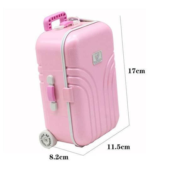 Ibasenice 2 Pièces Mini Valise à Roulettes Pour Poupée - Bagages Rose Rigide Pour Jeux D'Imitation Enfant