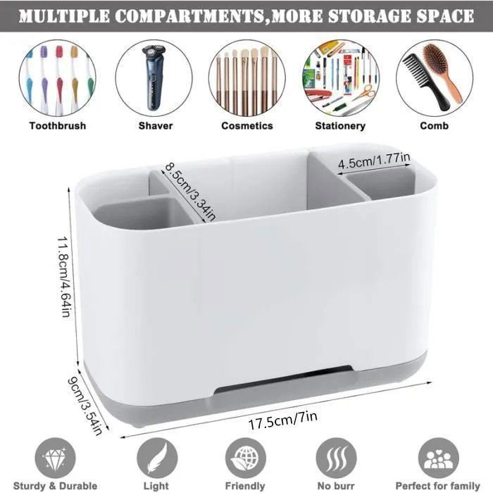Support Brosse à Dent Mural Range Brosse A Dent Porte-brosse à Dents 1 Pièce Avec Couvercle/tasse, Porte-brosse à Dents De Salle De Bain à 3 Rangement Brosse à Dent Stérilisateur Brosse A Support Brosse à Dent Mural Range Brosse A Dent Porte-brosse à Dents 1 Pièce Avec Couvercle/tasse, Porte-brosse à Dents De Salle De Bain à 3 Rangement Brosse à Dent Stérilisateur Brosse A