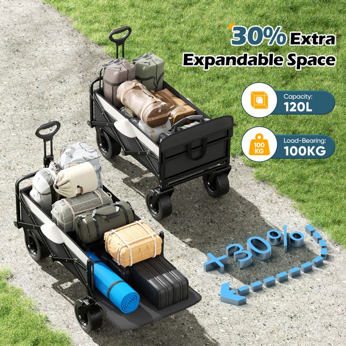 Chariot De Plage Pliable Merax – Tout-Terrain Grandes Roues 360° – Neuf