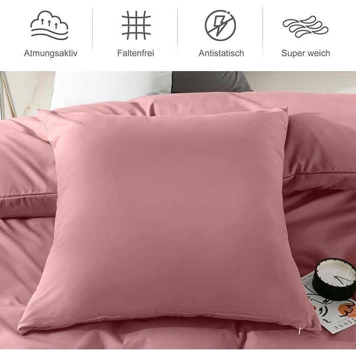 Taies D’oreiller Microfibre – Lot De 2 – 50x75 Cm – Fermeture Envelope – Extra Douces – Noir