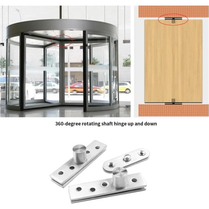 Tiberham Lot de 2 charnières de porte pivotantes à 360 degrés en acier inoxydable avec vis de fixation 7,6 x 1,8 cm Tiberham Lot de 2 charnières de porte pivotantes à 360 degrés en acier inoxydable avec vis de fixation 7,6 x 1,8 cm