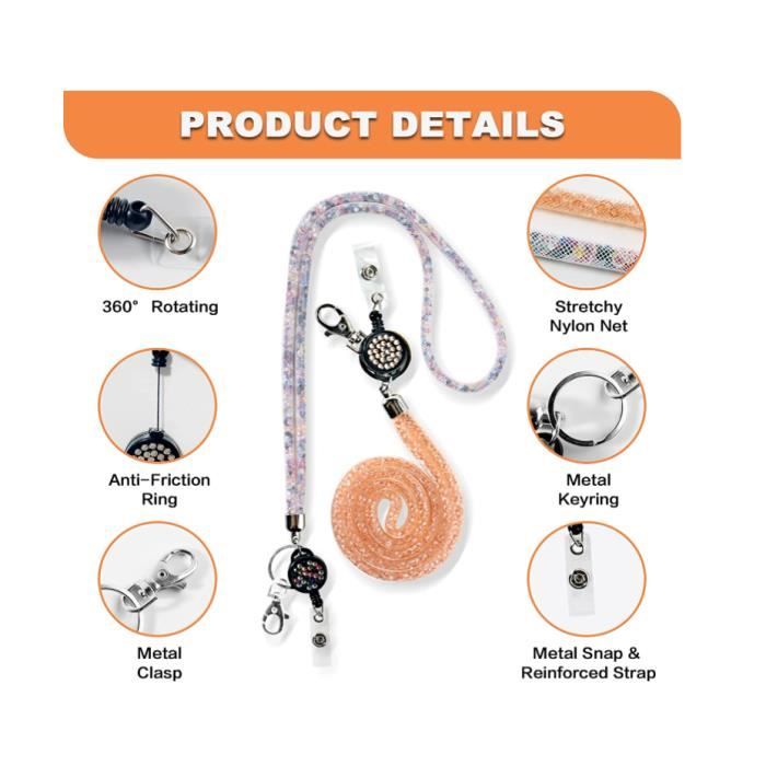 Porte Carte Bus Badge Tour de Cou PCS Port Badges Porte Clé Cordon Tour  de Cou Infirmiere Porte-clés Autour du Cou Cordon