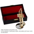 Hililand Ornement de trompette miniature Trompette modèle ornements exquis laiton Miniature Instrument décoration de bureau or-2