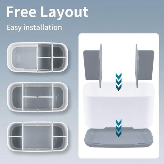 Porte Brosse à Dents Électrique Amovible GlasFlength - Support 5 Emplacements Avec Drainage - Bleu