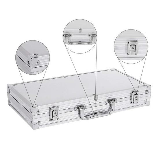Malette Poker, Ensemble De 300 Jetons Et 2 Jeux De Cartes, 5 Dés, 1 Bouton (noir Malette Poker, Ensemble De 300 Jetons Et 2 Jeux De Cartes, 5 Dés, 1 Bouton (noir