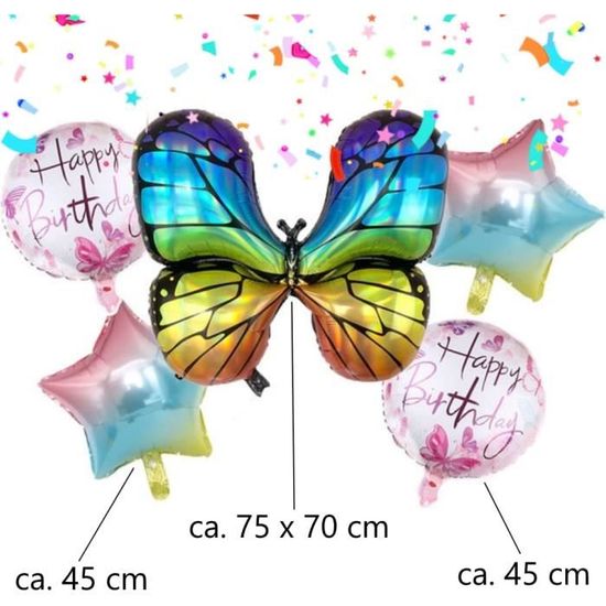 Anniversaire Papillon Fille 8 Ans Kit - Decoration Anniversaire Papillon,  Ballon Papillon Chiffre 8 Bleu Arcen-Ciel, Happy B[n2740]