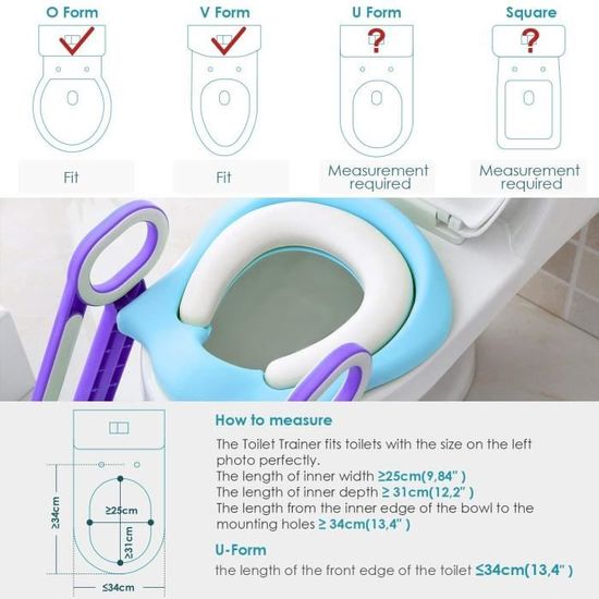 Siège De Toilette Enfant Pliable Et Réglable Réducteur De Toilette Bébé Avec Marches Larges Pour Les Petits Bébés Garçons Filles Enfant Escaliers Pipi Siège Anneau Souple Voyage Salle De Bain
