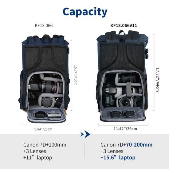 K&F CONCEPT DSLR Camera Backpack Travel Bag with Waterproof Case Included for DSLR Canon Nikon Sony Olympus (XL