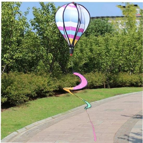 Lunji Paillettes Ballon Moulin à vent à suspendre spirale Spinner pelouse cour Décor de jardin 