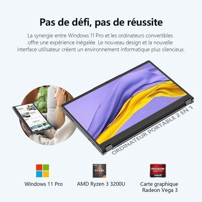 PC Portable- VANWIN -15,6" Ecran Tactile 360°Rotation-AMD RYZEN3 3200U ...