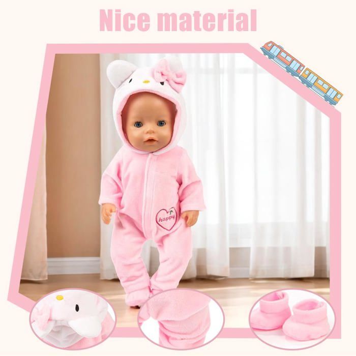 3 Pièces Vêtements Pour Poupée 43-45 Cm – Ensemble Robe + Haut + Chapeau – Tenue Mignonne Pour Poupées 14-18 Pouces