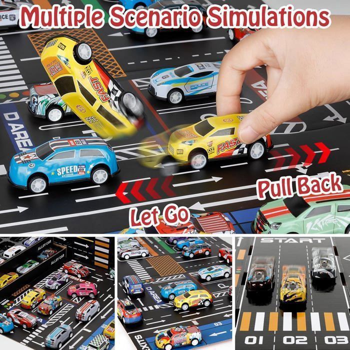 MUXIWOM – Lot De 25 Voitures Miniatures à Friction – Camions, Bus, Pompiers – Sans Pile – Dès 2 Ans