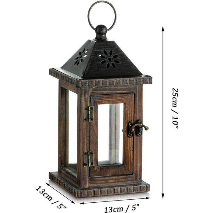 Romadedi Lanterne Bougie Bois Exterieur - 28cm Lanterne Decorative Bougeoir Vintage Decoration Romadedi Lanterne Bougie Bois Exterieur - 28cm Lanterne Decorative Bougeoir Vintage Decoration
