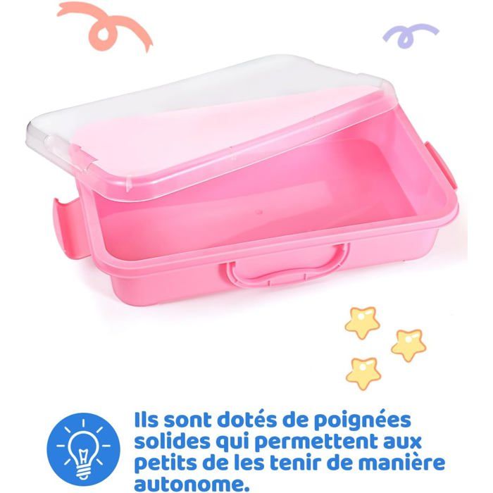 Lot de 2 bacs à sable Sensory Bin avec couvercle et poignée