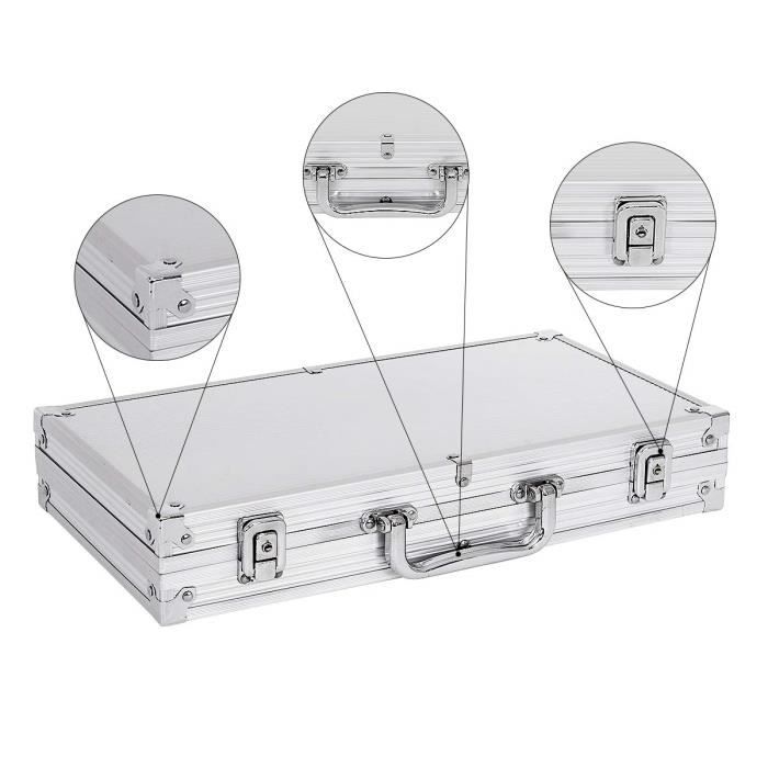 GOPLUS Mallette De Poker 300 Jetons – 2 Jeux De Cartes, 5 Dés, Bouton Dealer – étui Aluminium – Argent