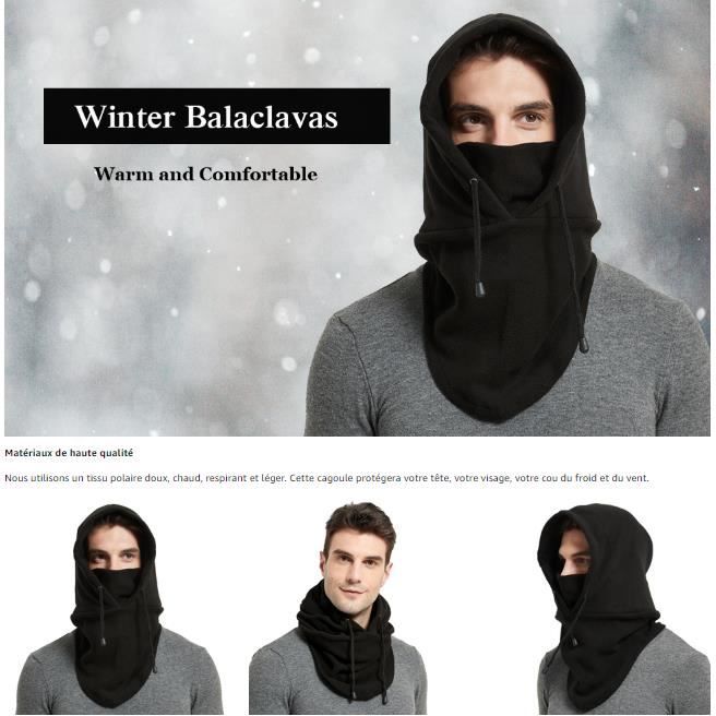 Cagoule D’hiver Imperméable Agriculturi – Doublure Polaire, Coupe-vent – Unisexe, Taille Unique – Pour Ski, Randonnée, Activités Extérieures Par Temps Froid