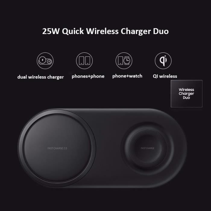Chargeur induction SAMSUNG Sans fil Duo noir charge rapide 15W