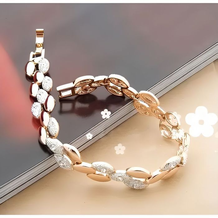 Bracelet En Plaqué Or 18k Sertis De Cristaux Blancs Zirconium - Neuf Avec étiquettes