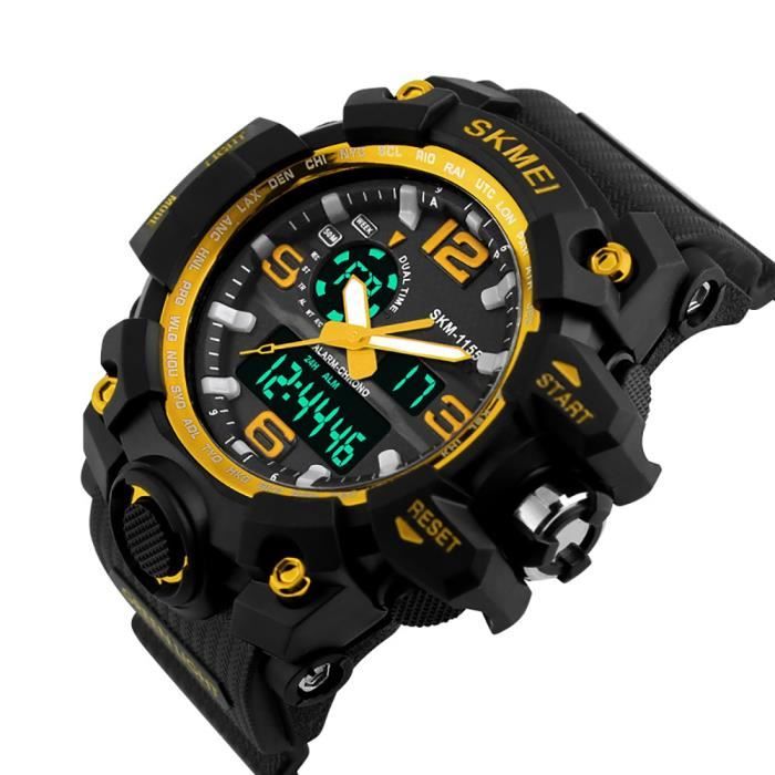 Montre Sport Tactique Militaire Homme Findtime - Étanche 50m - Numérique/Analogique - Rétroéclairage LED