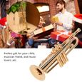 Hililand Ornement de trompette miniature Trompette modèle ornements exquis laiton Miniature Instrument décoration de bureau or-3