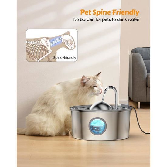 Fontaine à Eau Pour Chat En Inox 3,2L Avec Bec Fleur - Fontaine Avec Filtres Et Pompe Silencieuse, Pour Chats Et Petits Chiens