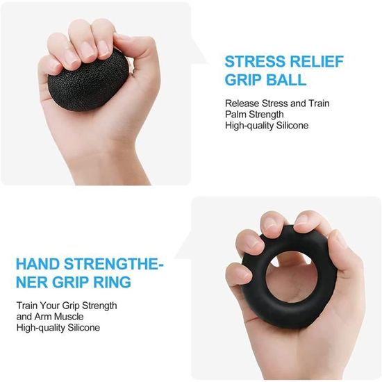 Kit 9 Pièces Résistance Balle Rééducation Main - Hand Grip Musculation Avant-Bras Et Doigts