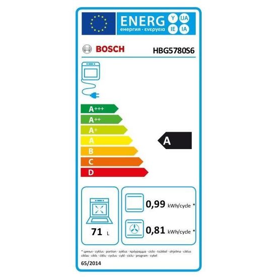 Forno Bosch HBG5780W6 Serie 6 Pirolitico - 71L Bianco - Connesso Home Connect - Efficienza A