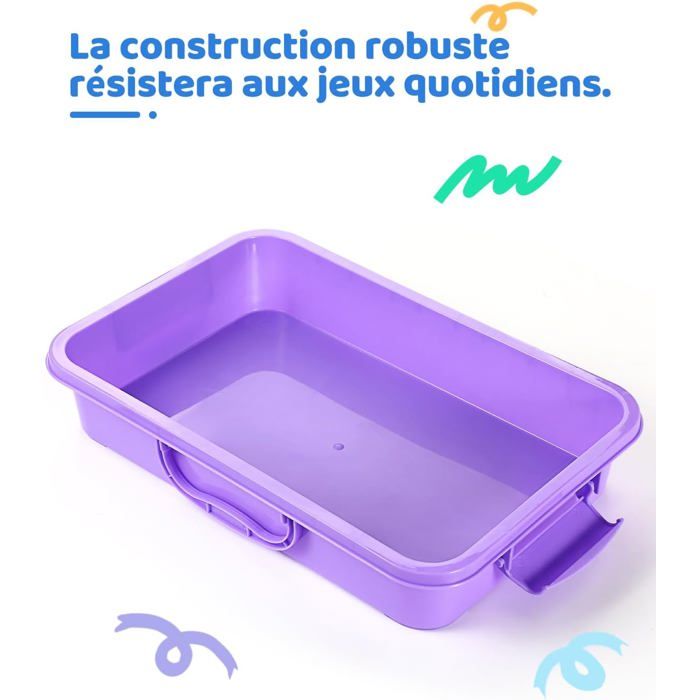 Lot de 2 bacs à sable sensory Bin - Avec couvercle et poignée - Portable - Pour enfants - En plastique - Transparent