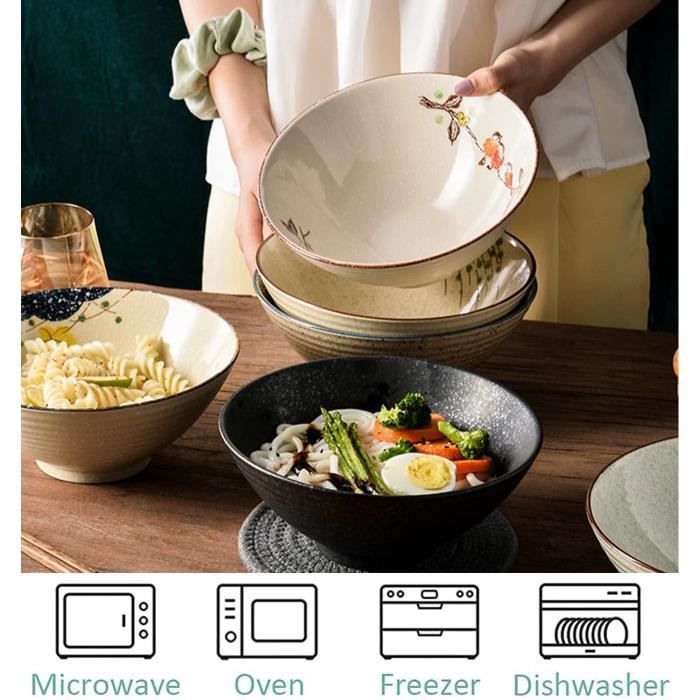 Lot De 2 Bols à Ramen En Grès Cérame Hishi - 20cm - Bol à Soupe,saladier,saladier,soupe,bols