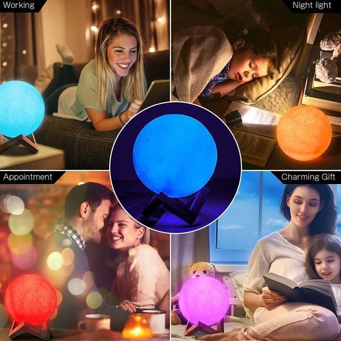 Lampe Lune Personnalise Avec Photos Et Texte Diamtre 18Cm 3D