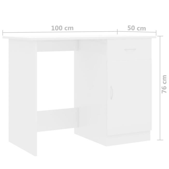 Bureau d'ordinateur Table de Bureau Maison Blanc 100cm - Cdiscount