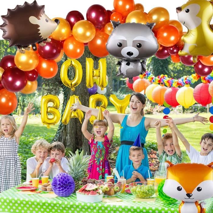 Décorations de fête à thème Jungle Safari 67 pièces / ensemble, y compris  des ballons en aluminium d'animaux, une bannière de joyeux anniversaire  adaptée à la décoration de fête d'anniversaire de bébé