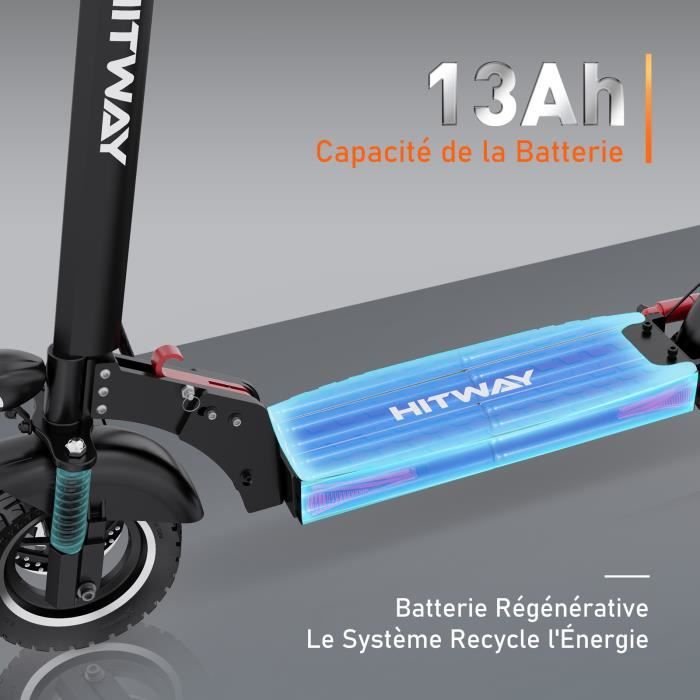 Hitway trottinette électrique pliable 10” 800w batterie 13ah avec écran lcd  scooter pliable, app control,ultra portable - Conforama