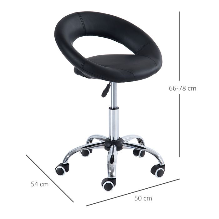 Tabouret Bureau ARunThLana Avec Dossier - Hauteur Réglable 47-62 Cm, Roulettes 360° | Blanc, Cuir PU