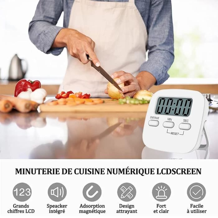 Minuteur de Cuisine Mecanique et Magnetique Ø 8 - Affichage Temps