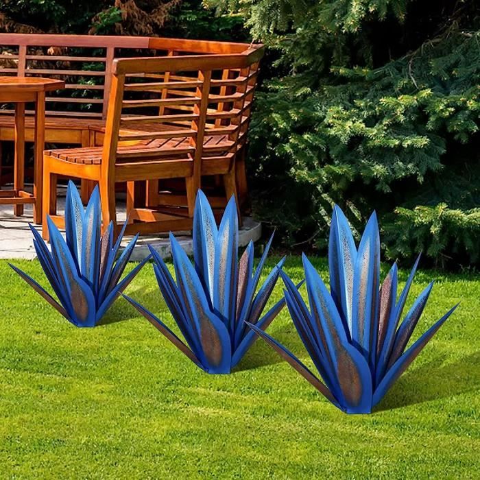 Sculpture Agave En Métal Rustique - Plante Décorative DIY Pour Jardin Et Intérieur, 29x29x45 Cm
