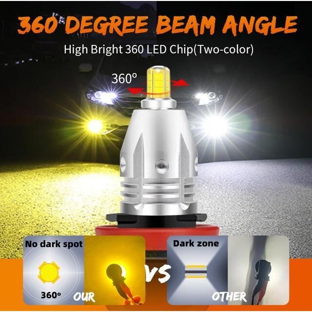 H8 H11 H16 Ampoule brouillard LED, H16 Led Lampe à brouillard Haute  puissance Csp-y11, Blanc froid 6500k (pack de 2)