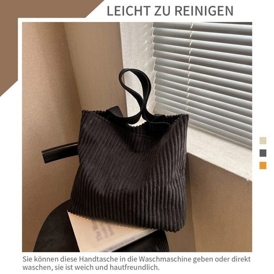 Base petite besace sans bandoulière velours côtelé large noir - Papa