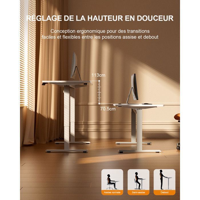 Bureau Debout électrique à Hauteur Réglable De 160 X 70 Cm (62 X 28 Po