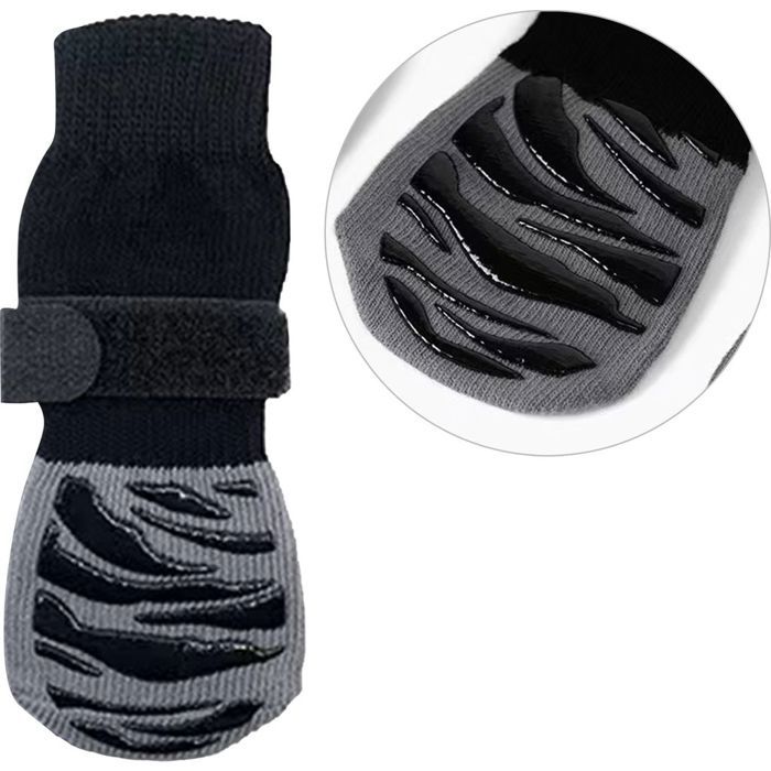 PICK FOR LIFE Lot De 4 Chaussettes Antidérapantes Pour Chiens De Petite, Moyenne Et Grande Taille, Avec Fermeture Velcro, Pour Sols En Bois Dur, Protection Des Pattes En Intérieur, Chaussettes Pour