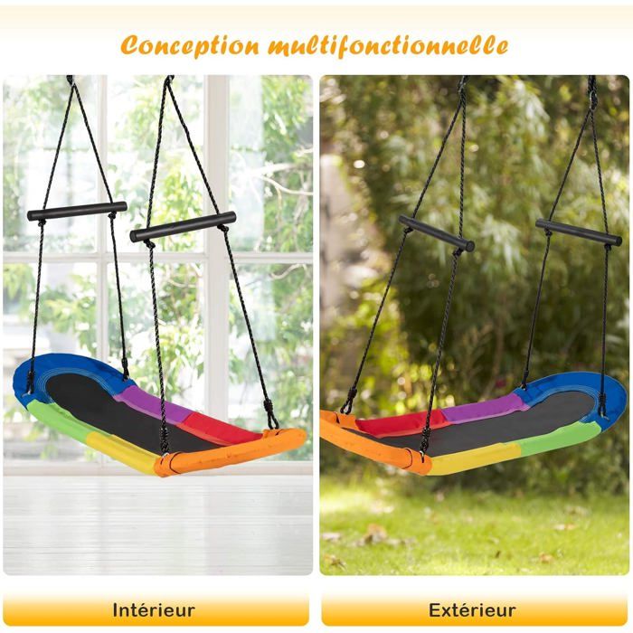 Costway Balançoire Nid En Plate-forme En Tissu Oxford Avec Cordes à