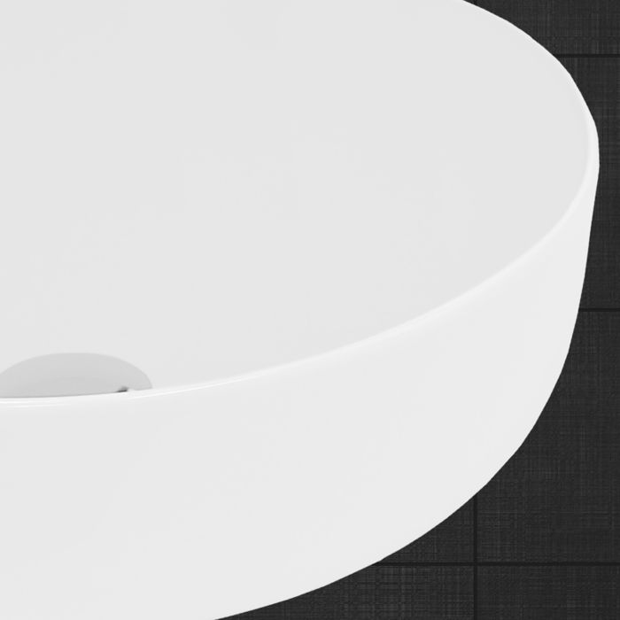 Vasque à Poser Ronde Céramique Blanc 40 Cm - Lave-main Salle De Bain Moderne