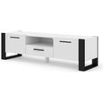 Meuble TV Stand Hi-Fi Nuka 160 cm Blanc Mat Salon Commode-0