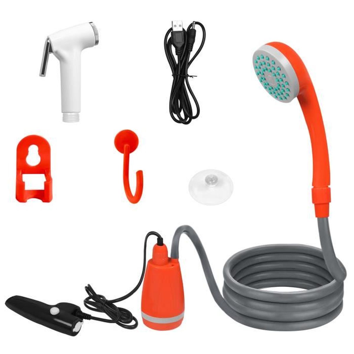 Koopsmate - Douche Portable Camping - Pompe USB Avec Piles Amovibles - Pompe à Eau De Seau - Jet Constant