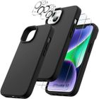 Coque de protection - BOOLING - pour iPhone 14 - Silicone Noir - Slim + 2 Verres Ecran + 2 Verre Caméra
