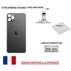 ITECHFRANCE Vitre arrière compatible IPHONE 11 PRO MAX 6.5 NOIR qualité origine en verre, coque cache batterie double face Adhésif, dissolvant.