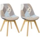 WOLTU Lot de 2 Chaises de salle à manger Pied en bois Style nordique Patchwork