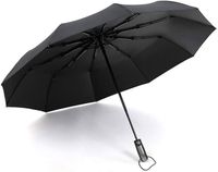 MTEVOTX  parapluie, Parapluie Automatique Pliant, Parapluie de voyage, 10 Parapluie en os, Anti Tempete,Diamètre 105 cm (Noir)