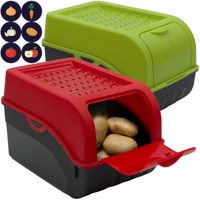 2 Boîtes de conservation alimentaire Vert Rouge + 6 Stickers ARTECSIS / pour env. 4kg de Pommes de terre / Légumes Oignons
